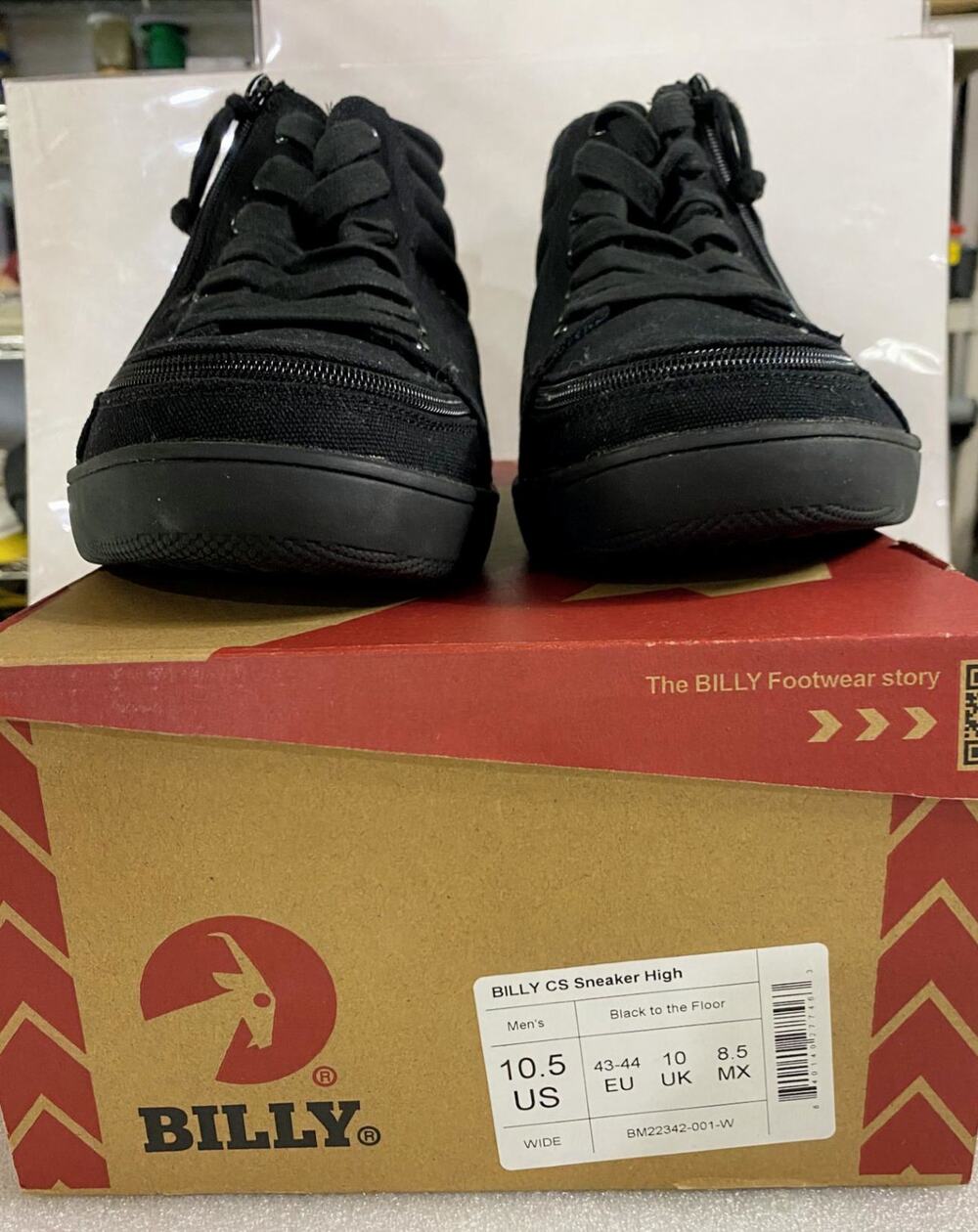 BILLY CS HighTop Sneakers Mens 10.5 Wide Black Zipper Adaptive NIB BM22342-001-W